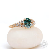 1 CT Old Mine Cut Light Blue Green Oval Moissanite Ring, Nature Inspired, Solid Yellow Gold Fine Matte Finish Vintage Rings For Women