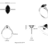 Black Marquise Cut Moissanite Engagement Ring, 10K/14K/18K White Gold Ring, Wedding Ring For Women, Bridal Ring, Anniversary Ring