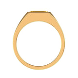 3 Ct Light Champagne Emerald Cut Moissanite Signet Ring, Unique Mens Wedding Ring, 10k/14k/18k Solid Yellow Gold Ring, Mens Anniversary Ring