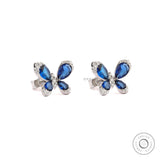 Butterfly Stud Earrings, Blue Sapphire & Lab Grown Diamond Earrings, White Gold Earrings, Push/Screw Back Stud Earrings, Insect Earrings