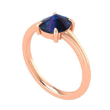 Rose Cut Oval Mystic Deep Blue Moissanite Ring, Oval Engagement Ring, 10k/14k/18k Rose Gold Ring, Promise Ring, Oval Blue Gemstone Ring