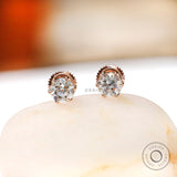 5MM Round Colorless Moissanite Stud Earrings, OEC Moissanite Earrings, Rose Gold Earrings, Claw Prong Georgian Earrings, Screw Back Earrings