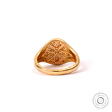 Pave Diamond Chunky Signet Ring For Men & Women Honey Comb Oval Ring Yellow Gold Statement Ring For Women Unique Wedding Anniversary Ring