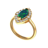 2 CT Blue Green Marquise Cut Moissanite Vintage Style Ring, 10K/14K/18K Yellow Gold Halo Engagement Ring, Moissanite Ring Gold, Promise Ring