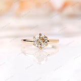 Old European Light Champagne Moissanite Vintage Style Ring, Solitaire Engagement Ring For Women, Champagne Moissanite Ring