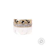 Scattered Galaxy Diamond Unisex Ring, Wide Wedding Band, Flush Set Band, Diamond Snowfall Ring, Solid Yellow Gold Confetti Cigar Band