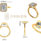 Emerald Cut Bezel Set Moissanite Engagement Ring, 10K/14K/18K Yellow Gold Ring, Solitaire Ring Gold, Wedding Ring For Her