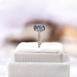 1 CT Fancy Vivid Blue Lab Grown Diamond Engagement Ring, Unique Pave Set Diamond Ring for Her, 6 Claw Prong Ring, Anniversary Gift