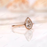 1 Carat Pear Shape Lab Grown Diamond Ring / Pear Cut Diamond Solitaire Engagement Ring / 14K Rose Gold Ring, Cathedral Ring, Gift For Her