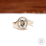 Unique Bezel Set White Moissanite Ring for a Modern Bride, Dazzling Chunky Statement Ring with a Twist of Elegance, Bold Old Mine Cut Ring