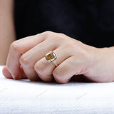 5.34 CT Large OMC Dark Champagne Bezel Set Cushion Cut Accent Stone Ring, Old Mine Cut Moissanite Engagement Ring, Art Deco Vintage Ring