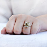 Bezel Set Oval Champagne Moissanite Engagement Ring, 14K Yellow Gold Wedding Ring, Old Mine Cut Ring, Oval Solitaire Ring, Satin Finish Ring