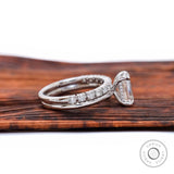 Emerald Cut Moissanite Engagement Ring Set, Emerald Cut Ring Set, 14k White Gold Ring Set, Hidden Halo Ring Set, Wedding Ring Set