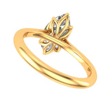 Marquise Cut Moissanite Engagement Ring, 10K Yellow Gold Tulip Set Ring, Cathedral Shank Ring, Unique Wedding Ring, Solitaire Ring