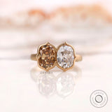 Elongated Cushion Cut Toi Et Moi Moissanite Ring Champagne Cushion Engagement Ring Old Mine Cushion Cut Double Stone Ring Matte Finish Ring