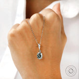 2ct Old Mine Cut Oval Greyish Blue Moissanite Pendant For Her, Bathtub Style Moderns Pendant, Grey Moissanite Pendant, Everyday/ Daily Wear