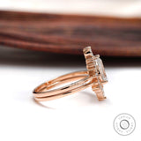 Pear shaped Moissanite engagement ring set Rose gold engagement ring Vintage Bridal set Diamond wedding Curved Anniversary Promise ring gift