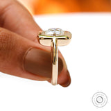 Luxurious 2.11 CT Chunky Moissanite Wedding Ring in Nebula Design, Unique Yellow Gold Band, Elegant and Eye-catching Cushion Cut