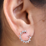 Elegant Bridal Hoop Earrings in Shimmering Gold and Diamonds, Luxurious Lab-Created Diamond Hoop Earrings, Diamond Hoop Studs, Birthday Gift