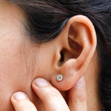 5MM Round Colorless Moissanite Stud Earrings, OEC Moissanite Earrings, Rose Gold Earrings, Claw Prong Georgian Earrings, Screw Back Earrings