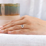 Stunning Emerald Three Stone Moissanite Ring - Perfect for Proposing! Elegant Trilogy Moissanite Ring with Trapezoid Accents