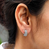 Diamond Multi-Row Tapered Hoop Earrings, Lab Grown Diamond Earrings, Pave Diamond Hoop Earrings, 10k/14k/18k Solid Gold Dome Earrings