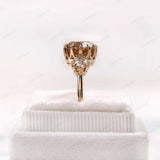 OEC Three Stone Champagne Moissanite Ring, Georgian Style Engagement Ring, Vintage Three Stone Ring For Women, Old Cut 3 Stone Ring