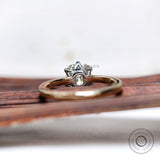 Elongated Old Mine Cut Moissanite Engagement Ring, Classic Off White Solitaire Two Tone Ring, Vintage Style Anniversary Rings For Women