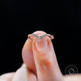 Elegant Rose Gold Wishbone Wedding Ring Set with Sparkling Moissanite Chic Chevron Wedding Band in 14K Rose Gold Contour Diamond Ring