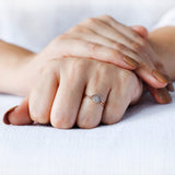 Round Lab Grown Diamond Engagement Ring, 14k Solid Gold Boho/Bohemian Ring, Stack Rings Set, Bridal Ring Set, Dainty Wedding Ring Set