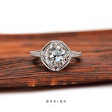 Old European Cut Moissanite Ring, Cluster Engagement Ring, 14K White Gold Wedding Ring, Octagon Ring, Vintage Style Ring, Old Cut Rings