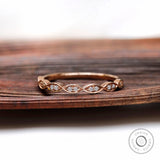Dainty Moissanite Band, Half Eternity Band, Marquise Shaped Stacking Band, Minimalist Ring Jewelry, Delicate Band Ring, 14k Rose Gold Band