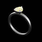 Pear Cut Champagne Moissanite Engagement Ring in 14K White Gold Christmas Gift 5 Prong Pear Shaped Solitaire Unique Ring For Her