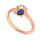 Rose Cut Oval Mystic Deep Blue Moissanite Ring, Oval Engagement Ring, 10k/14k/18k Rose Gold Ring, Promise Ring, Oval Blue Gemstone Ring