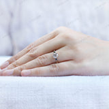 Three Stone Engagement Ring, Three Stone Moissanite Ring, OEC Moissanite Ring, Black And White Stone Ring, 14k Gold Vintage Ring