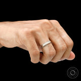 Mens Two Tone Gold Band, Mens Engagement Band Unique, Milgrain Wedding Band Men, 4 MM Wide Mens Thumb Rings, Mens Dome Wedding Band 14k Gold