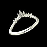 Underside angled view of chevron wedding band setting