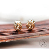 Back detail screw mechanism champagne moissanite stud earrings