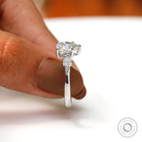 Close-up view of leaf engravings on Moissanite engagement ring band