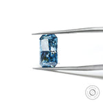 Side profile of blue radiant lab diamond showing depth