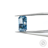 Side profile of blue radiant lab diamond showing depth