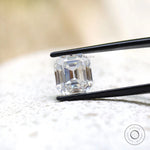 Front view of emerald step cut loose moissanite stone