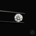 Centered round loose lab diamond with nova faceting on black background