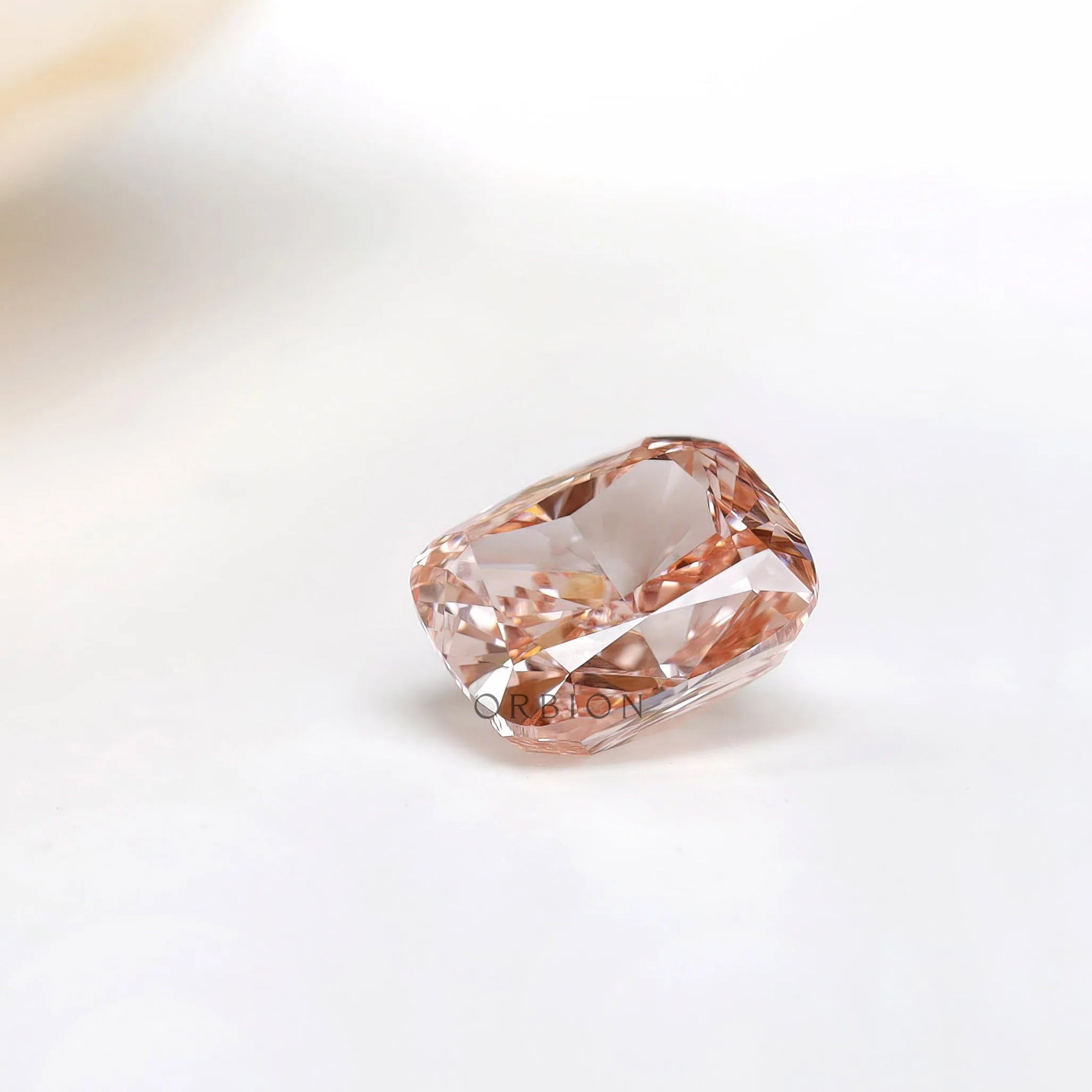 Loose fancy pink elongated cushion lab diamond pavilion view