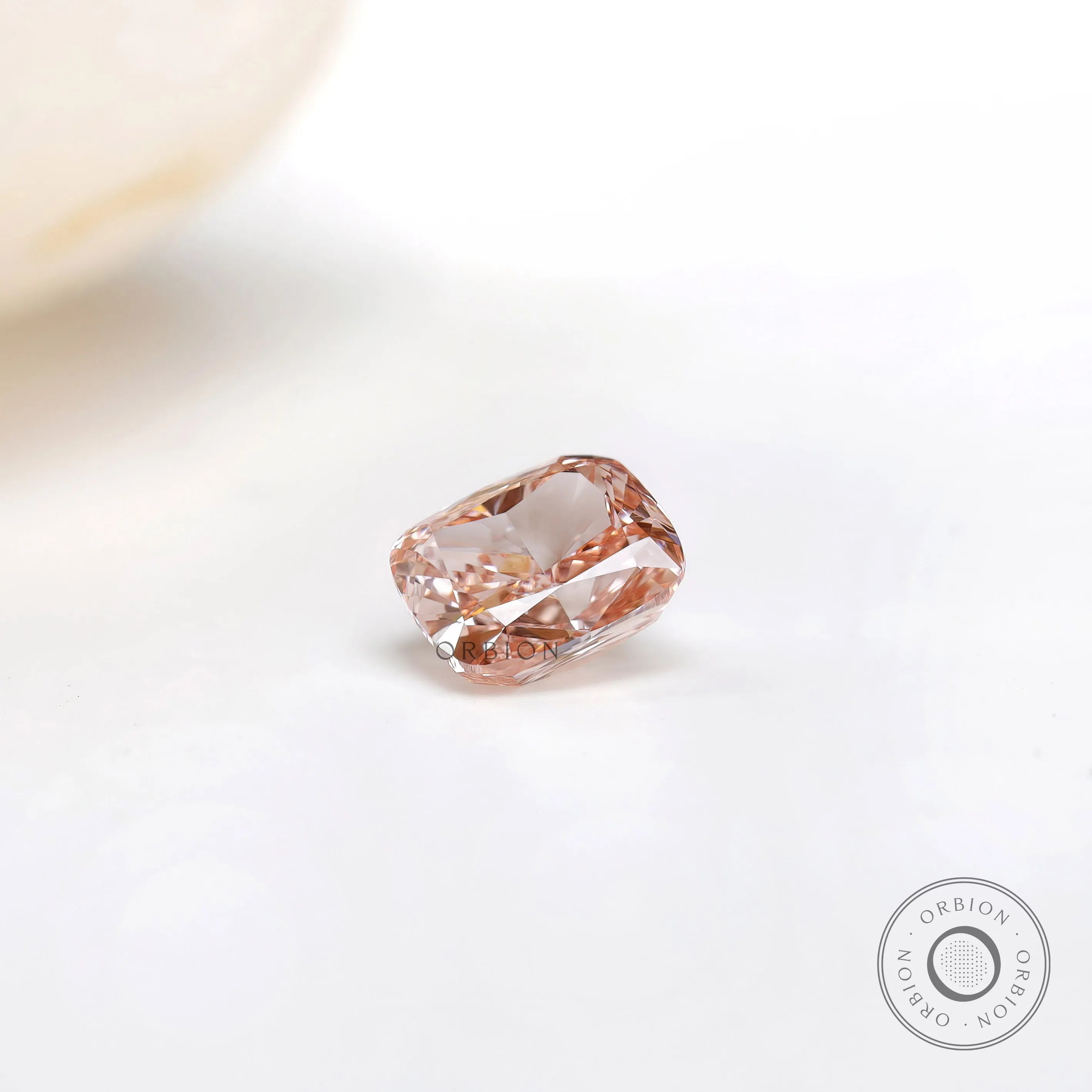 Loose fancy pink elongated cushion lab diamond pavilion view