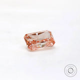 Soft angled view of pink radiant brilliant lab diamond