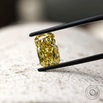Golden yellow radiant cut loose diamond close view