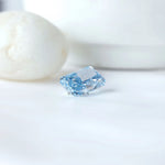 Side profile of blue radiant lab diamond upright