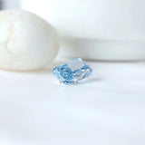 Side profile of blue radiant lab diamond upright
