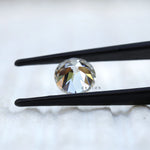 Back profile of round moissanite showing pavilion structure